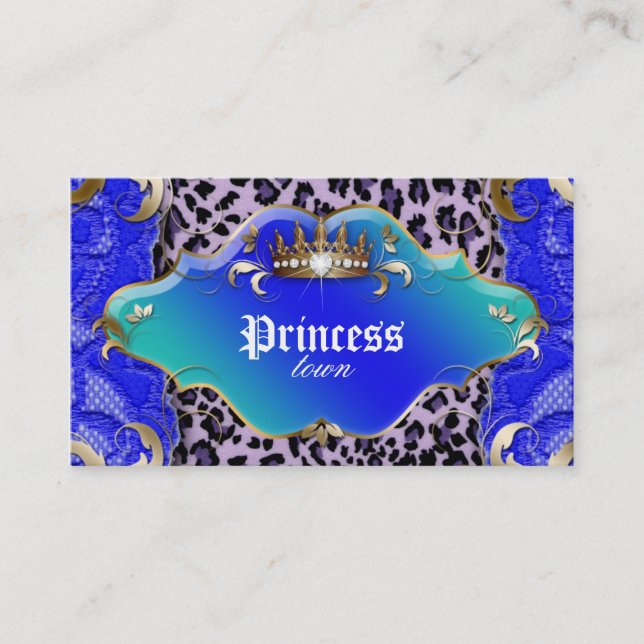 Fashion Jewellery Business Card Leopard Lace Blue (Front)