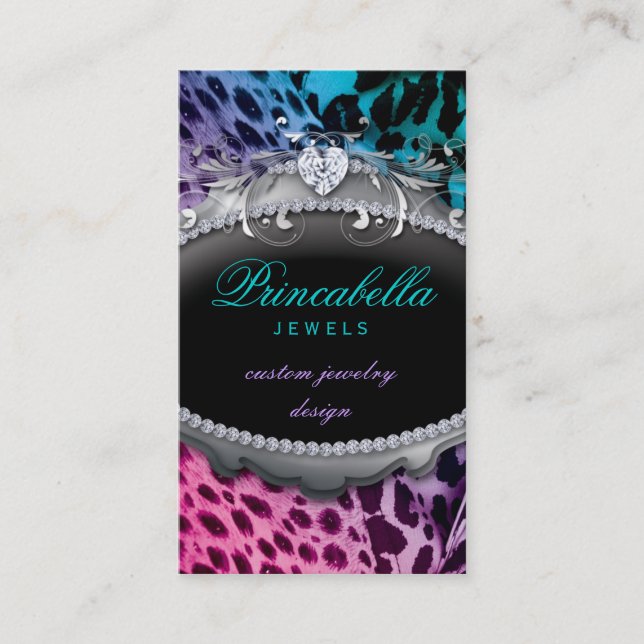 Fashion Jewellery Business Card Retro Leopard PPB (Front)
