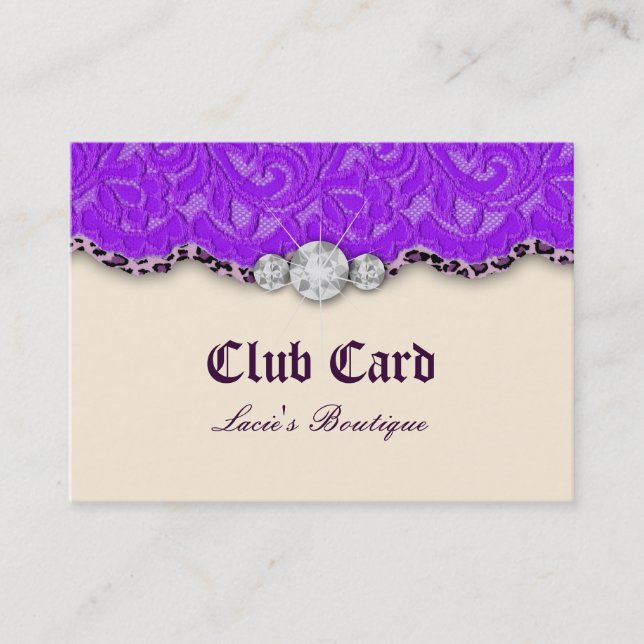 Fashion Jewellery Club Card Lace Leopard Purpl (Front)