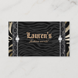 Fashion Jewellery Lace Zebra Leopard Modern Gold Business Card