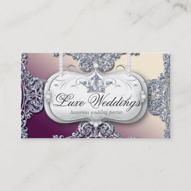 Fashion Jewellery Wedding Elegant Crown Glitter Business Card (Front)