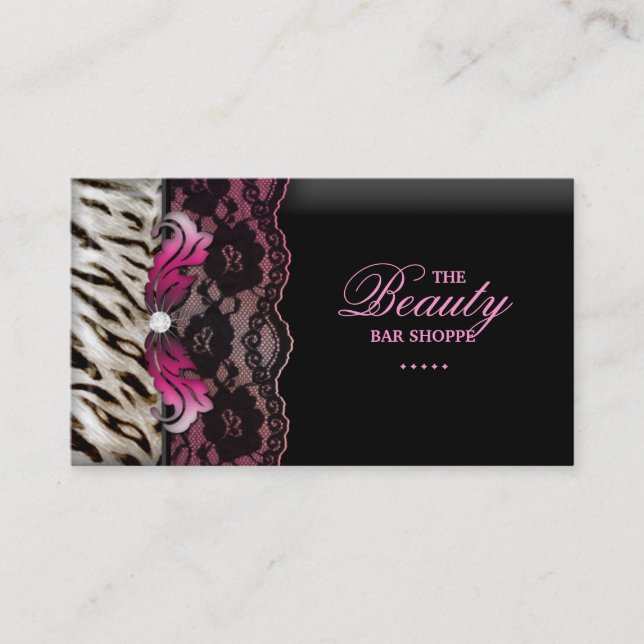 Fashion Jewellery Zebra Lace Pink Business Card (Front)