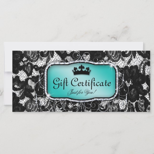 Fashion Lace Gift Certificate Cute Crown Salon (Front)