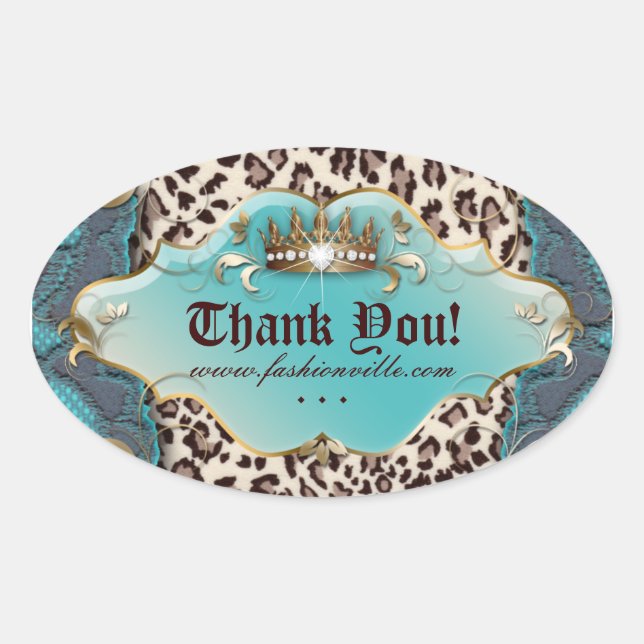 Fashion Leopard Sticker Jewellery Crown Teal 3 (Front)