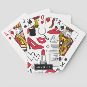 Fashion, Lips, High Heels, Stiletto, Your Name Playing Cards