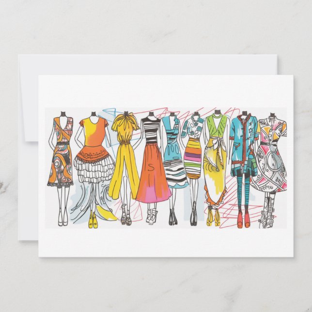 Fashion Lovers Art Print Colourful Blank Notecard (Front)
