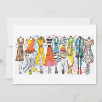 Fashion Lovers Art Print Colourful Blank Notecard