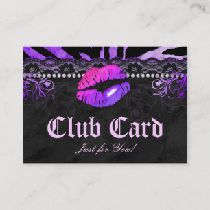 Fashion Loyalty VIP Lace Glossy Lips Zebra Pattern Card