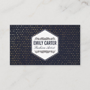 Fashion Luxury Deep Blue Gold Speckled Pattern Business Card