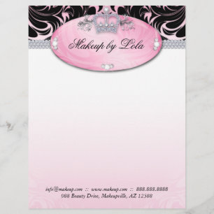 Fashion Makeup Artist Letterhead Crown Pink