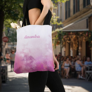 Fashion meets function: Name pink Marble design Tote Bag