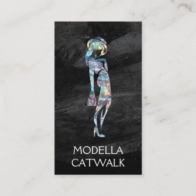 Fashion Model Glittery Sparkle Business Card (Front)