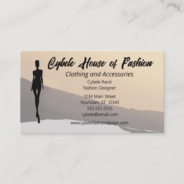 Fashion Model Silhouette Clothing Fashion Design Business Card (Front)