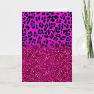 Fashion Modern Pink Purple Glitter Leopard Card