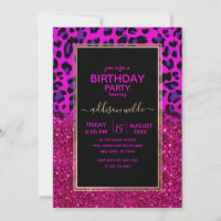 Fashion Modern Pink Purple Glitter Leopard.