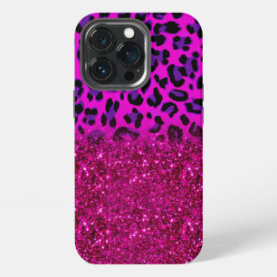 Fashion Modern Pink Purple Glitter Leopard iPhone 13 Pro Case