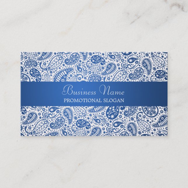 Fashion Paisley Blue Professional Business Card (Front)