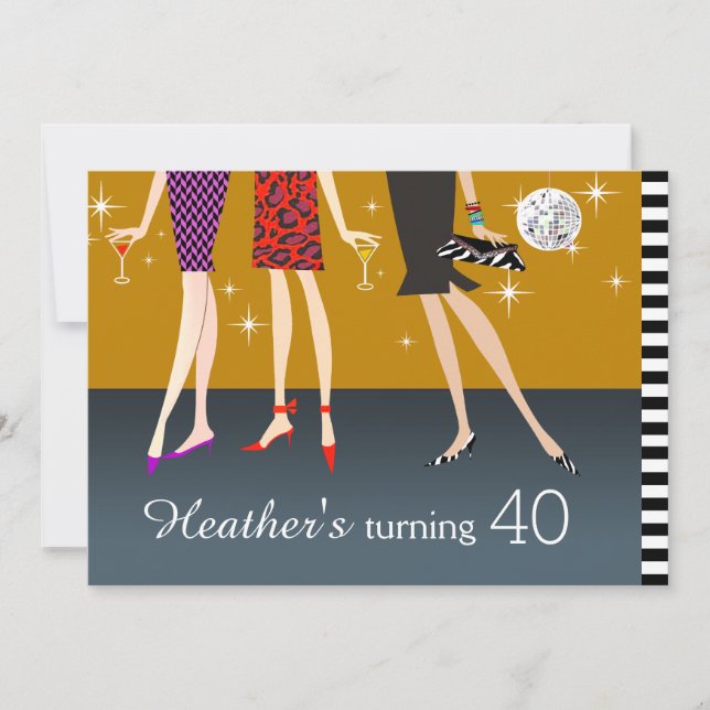 Fashion Party Girls 40th Birthday Invitation (Front)