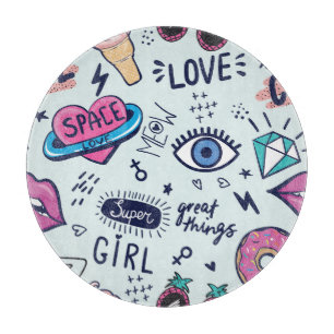 Fashion Patch: Pop Art Stickers. Cutting Board