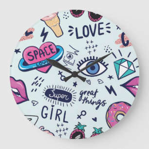 Fashion Patch: Pop Art Stickers. Large Clock