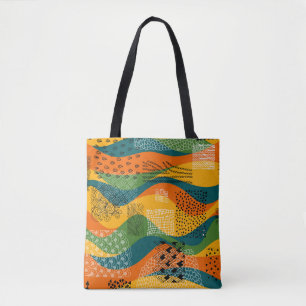 Fashion Patchwork: Undulating Abstract Art Tote Bag