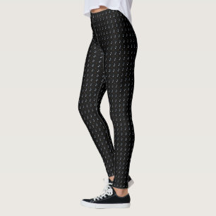 fashion pattern of small music notes on black leggings