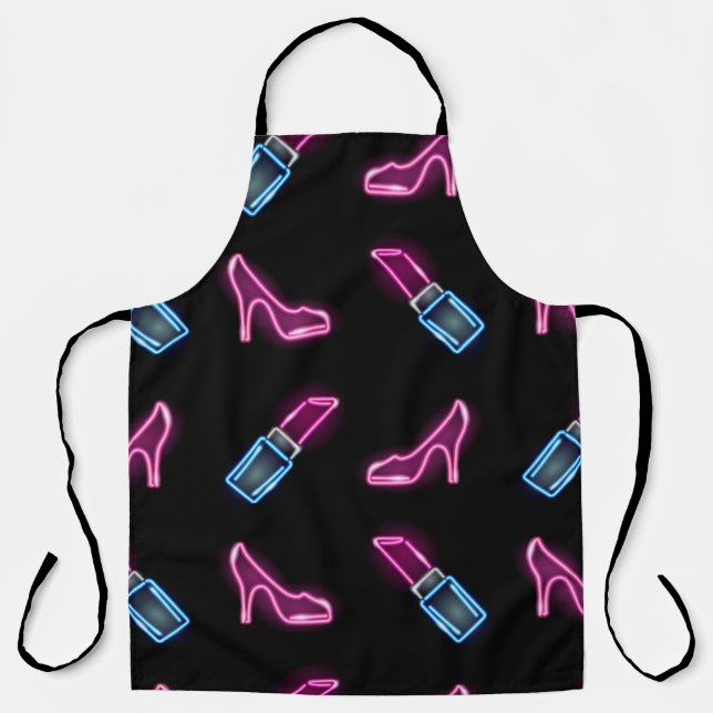 Fashion Pattern with Neon Icons. Apron (Front)