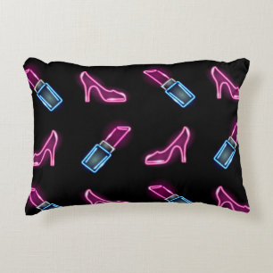 Fashion Pattern with Neon Icons. Decorative Cushion