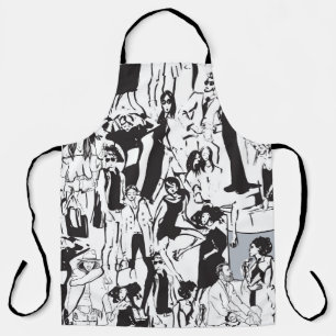 Fashion people: vintage seamless illustration. apron