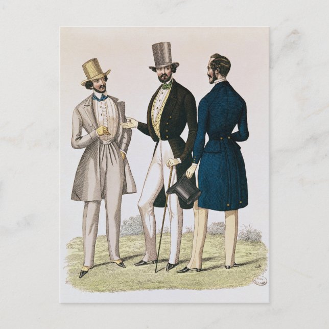 Fashion plate depicting male clothing postcard (Front)