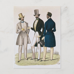 Fashion plate depicting male clothing postcard