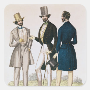 Fashion plate depicting male clothing square sticker