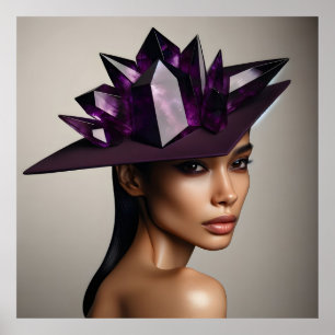 Fashion Portrait with Amethyst Crystal Hat – Avant Poster