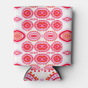 Fashion Red Folklore Boho Design Can Cooler