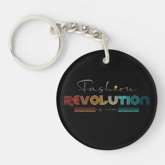 Fashion Revolution Retro Typographic Black Acrylic Key Ring