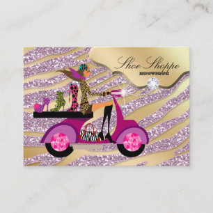 Fashion Shoes Jewellery Zebra Pink Jewel Glitter 8 Business Card