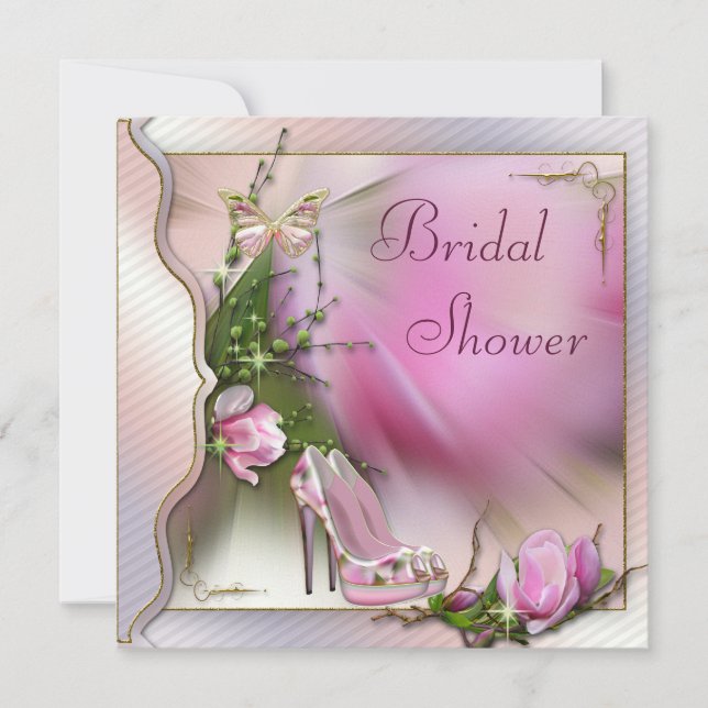Fashion Shoes Magnolia Butterfly Bridal Shower Invitation (Front)