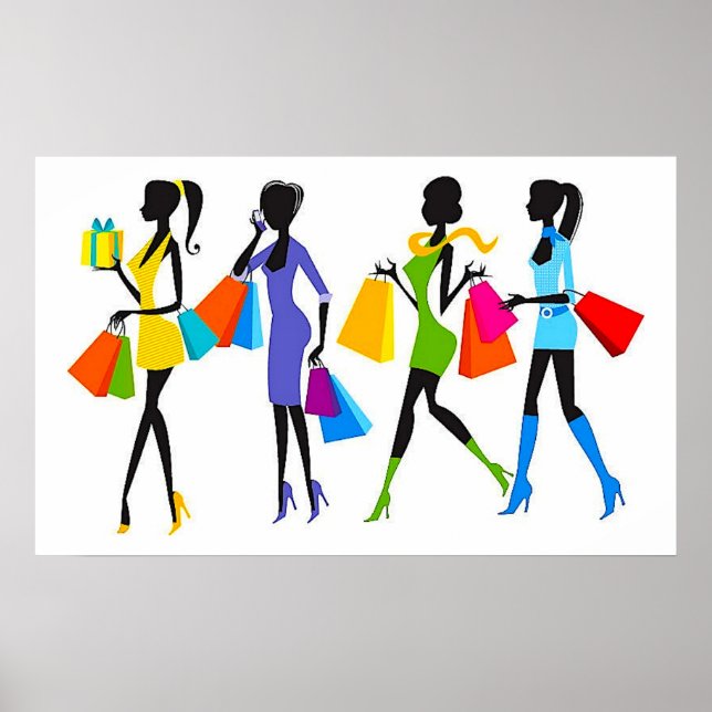 Fashion Shopping Girls Illustration Poster (Front)