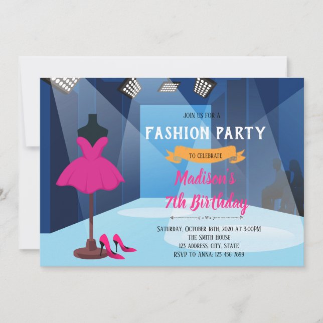 Fashion show birthday invitation (Front)