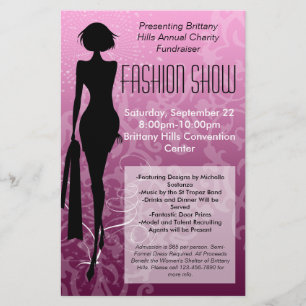 Fashion Show Flyer, Pink Silhouette Swirl Flyer