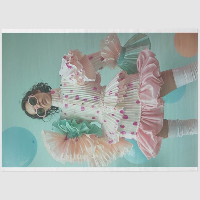 Fashion Show Polka Dot Girl Decoupage  Tissue Paper (Front)