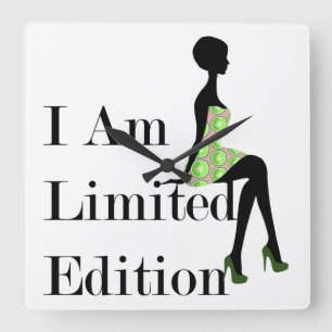 Fashion Silhouette I Am Limited Edition Quote Square Wall Clock