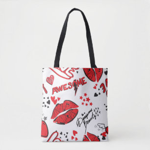 Fashion Sketch Glamour: Girlish Print. Tote Bag