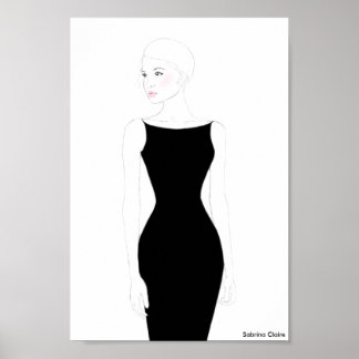 Fashion Sketch - Little Black Dress Poster