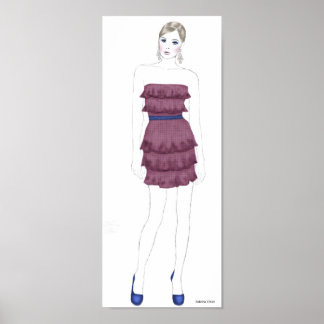 Fashion Sketch - Ruffle Dress Poster