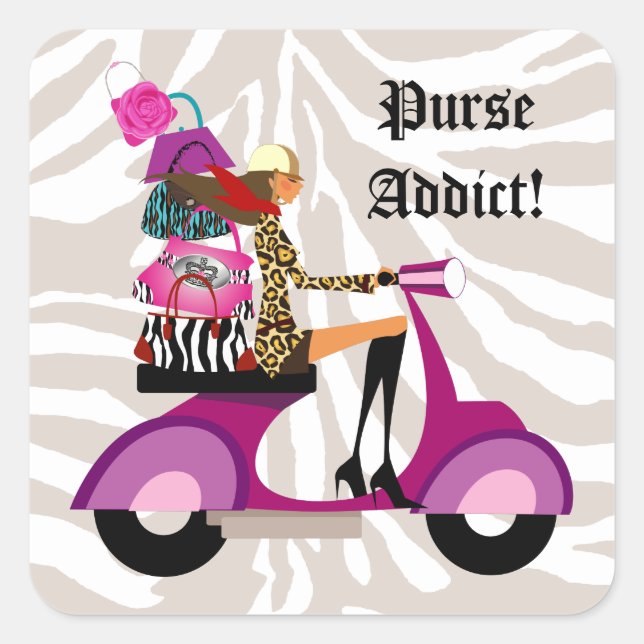 Fashion Stickers Scooter Woman Purses Zebra (Front)