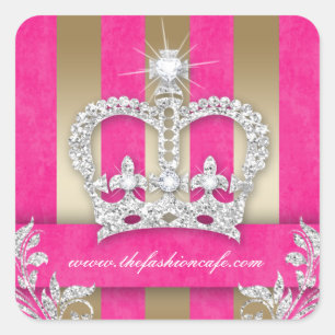 Fashion Stripes Sticker Jewellery Pink Crown Gold