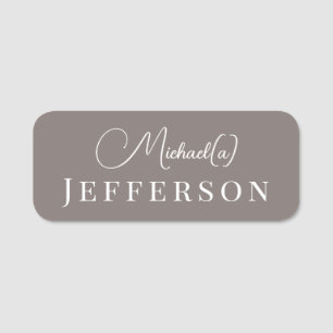 Fashion Style Driftwood Grey: Elegant Handwritten Name Tag