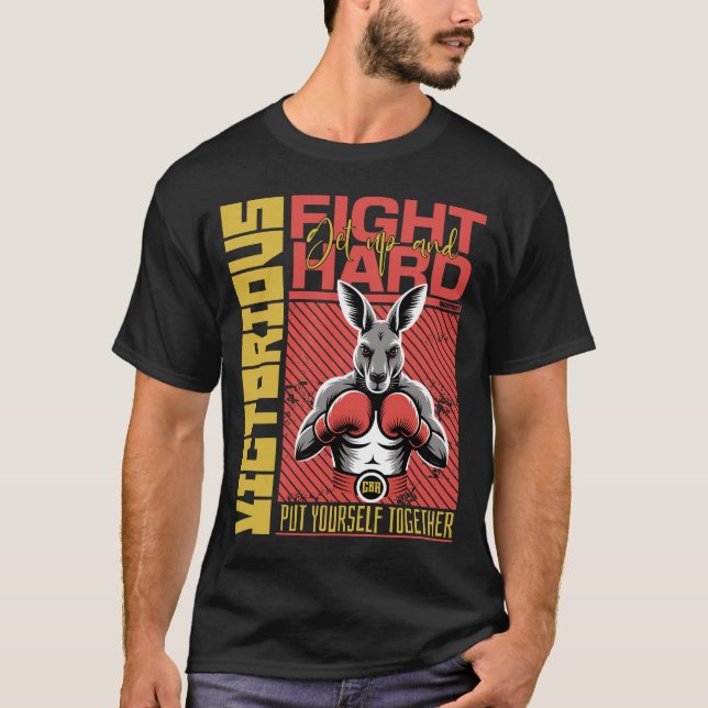 Fashion Style Kangaroo Boxing Fighter Art Design T-Shirt (Front)