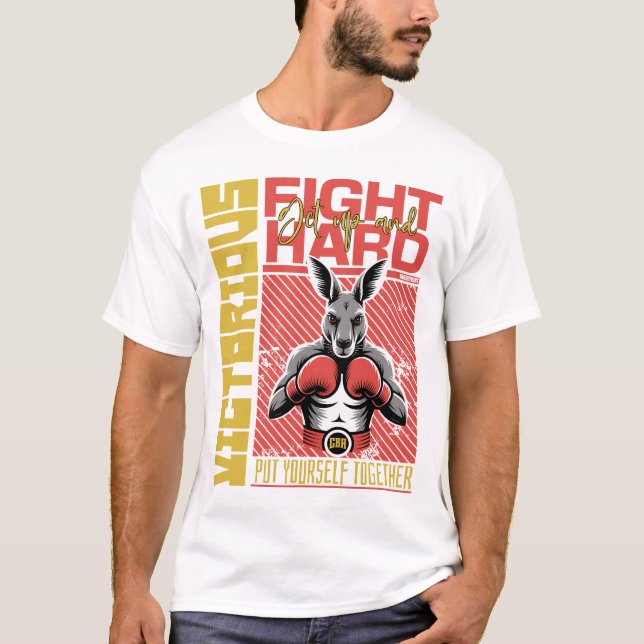 Fashion Style Kangaroo Boxing Fighter Art Design T-Shirt (Front)